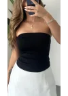 Siyah Straplez Crop Top