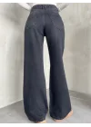 Siyah Yıkamalı Baggy Geniş Paça Yüksek Bel Wide Leg Jean Kot Pantolon