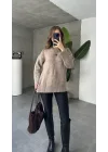 Vizon Bisiklet Yaka Tam Salaş Oversize Uzun Triko Kazak