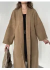 Vizon Şal Yaka Tam Boy Uzun Salaş Oversize Triko Hırka