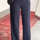 Kadın Laci Yüksek Bel Pileli Bol Paça Beli Lastikli Kore Model Kumaş Pantolon