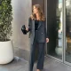 Kadın Antrasit Oversize Kruvaze Blazer Ceket Çift Düğmeli Ofis Şık Klasik Ceket