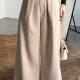 Kadın Krem Gizli Kemerli Ekstra Bol Wide Leg Pantolon Yüksek Bel
