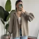 Kadın Vizon Oversize Modal Tensel Kumaş Gömlek Uzun Kollu Salaş Kesim Düğmeli Günlük Şık Gömlek