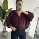 Kadın Bordo Oversize Gömlek Cepli Uzun Kollu Düğmeli Salaş Kesim Günlük & Ofis Şık