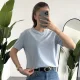 Kadn Bebe Mavisi Bisiklet Yaka Kısa Kollu Full Likralı Esnek Bluz Body