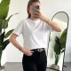 Kadn Beyaz Bisiklet Yaka Kısa Kollu Full Likralı Esnek Bluz Body