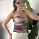 Kadın Ebru Desenli Astarlı Tül Korse Bluz - Straplez Body