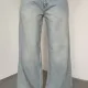 Açık Mavi Yıkamalı Süper Baggy Ektra Geniş Paça Yüksek Bel Jean Kot Pantolon