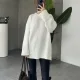 Beyaz Bisiklet Yaka Tam Salaş Oversize Uzun Triko Kazak