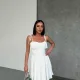 Beyaz Gipeli Askılı Astarlı Korse Detaylı Mini Elbise