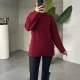 Bordo Bisiklet Yaka Tam Salaş Oversize Uzun Triko Kazak