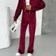 Bordo Kadife Kumaş Fermuarlı Eşofman Takımı