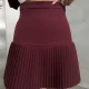 Bordo Kumaş Esnek Tam Kalıp Pliseli Mini Etek