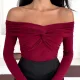 Bordo Madonna Yaka Düğümlü Sandy Bluz