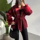 Kadın Bordo Kemerli Kolları Kürk Detaylı Kaşe Kaban Kışlık