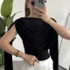 Kadın Siyah Degaje Yaka Pelerin Detaylı Drapeli Bluz