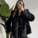 Kadın Siyah Kürk Mont Kışlık Peluş Şık Model