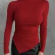 Kırmızı Zr Model Asimetrik Kesim Drapeli Büzgülü Candy Body Bluz
