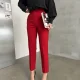 Kırmızı ZR Model Piliseli Bel Oturtmalı Düğmesiz Pantolon