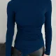 Lacivert Zr Model Asimetrik Kesim Drapeli Büzgülü Candy Body Bluz