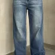 Mavi Yıkamalı Baggy Geniş Paça Yüksek Bel Wide Leg Jean Kot Pantolon