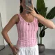 Pembe Dokulu Atlet Bluz – Sırt Dekolteli Esnek Fit Yazlık Kadın Bluz