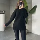 Siyah Bisiklet Yaka Tam Salaş Oversize Uzun Triko Kazak
