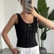 Siyah Dokulu Atlet Bluz – Sırt Dekolteli Esnek Fit Yazlık Kadın Bluz