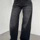 Siyah Yıkamalı Süper Baggy Ektra Geniş Paça Yüksek Bel Jean Kot Pantolon