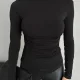 Siyah Zr Model Asimetrik Kesim Drapeli Büzgülü Candy Body Bluz