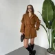 Taba Kruvaze Oversize Astarlı Cepli Kuşaklı Kaşe Mont Kaban