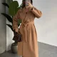 Taba Kruvaze Oversize Premium Kalite Kuşaklı Tam Boy Uzun Kaşe Mont