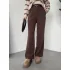 Kahverengi Pileli Tam Kalıp Bel Oturtmalı Geniş Paça Palazzo Pantolon