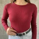 Bordo Bisiklet Yaka Uzun Kollu Basic Bluz