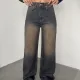 Kahve Yıkamalı Süper Baggy Ektra Geniş Paça Yüksek Bel Jean Kot Pantolon