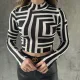 Labirent Desenli Dik Yaka Crop Body Bluz
