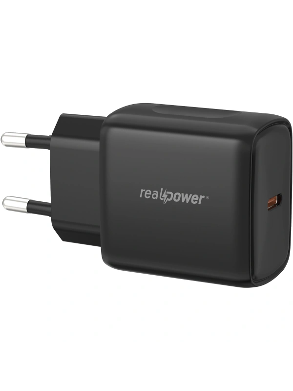 Realpower 25W PPS PD USB-C Hızlı Şarj Adaptörü Şarj Aleti Siyah TC25WBK