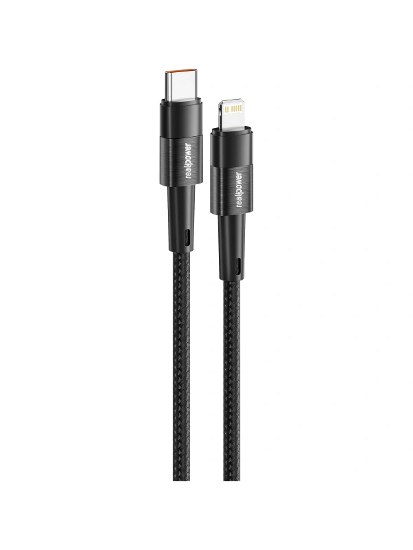 Realpower 20W USB-C to Lightning Örgülü Hızlı Şarj ve Data Kablosu 1 Metre Siyah CA-20WCLBK2