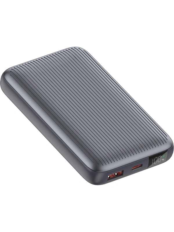 Realpower 10000mAh 22.5W Hızlı Şarj Powerbank Gri Dahili Kablolu Taşınabilir Şarj Cihazı LED Göstergeli PB10KGR2
