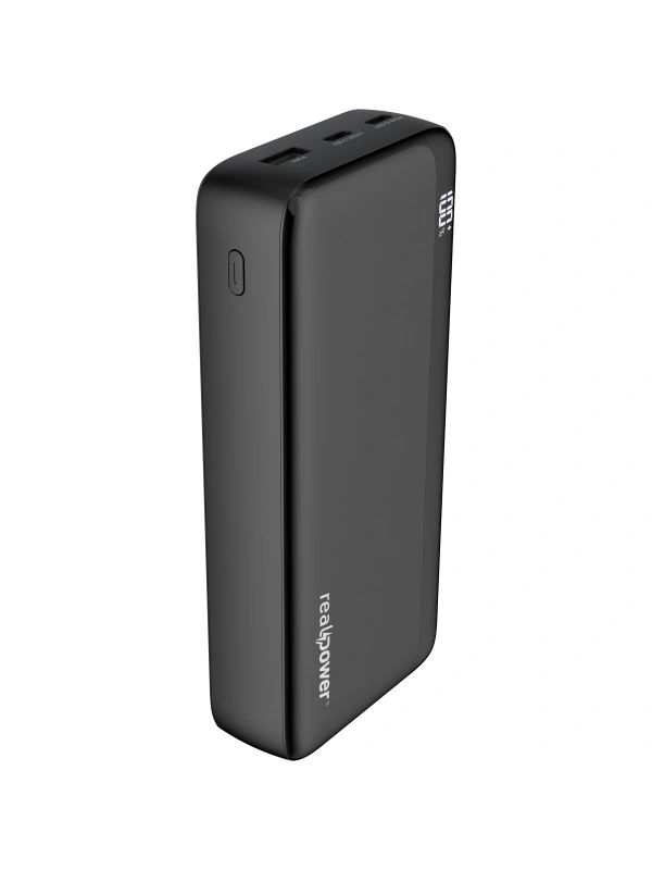 Realpower 20000mAh 20W Hızlı Şarj Powerbank Siyah Taşınabilir Şarj Cihazı LED Göstergeli PB20KBK