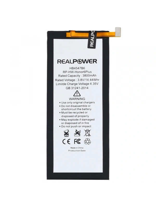 RealPower Huawei Uyumlu Honor 6 Plus Batarya 3800mAh Li-Polymer Uzun Ömürlü Pil