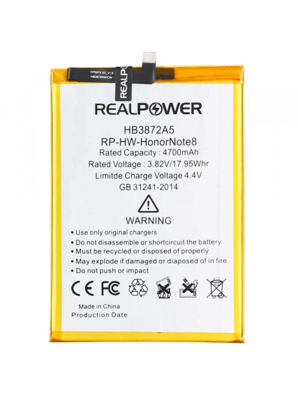 RealPower Huawei Uyumlu Honor Note 8 Batarya 4700mAh Li-Polymer Uzun Ömürlü Pil