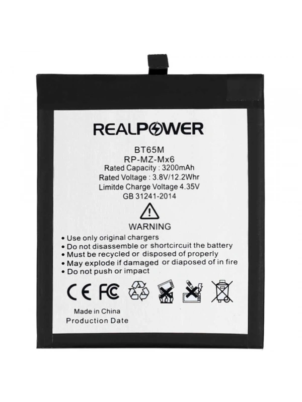 RealPower Meizu Uyumlu MX6 Batarya 3200mAh Li-Polymer Uzun Ömürlü Pil