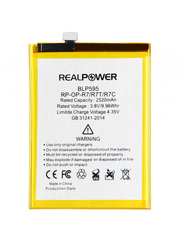 RealPower Oppo Uyumlu R7C Batarya 2520mAh Li-Polymer Uzun Ömürlü Pil
