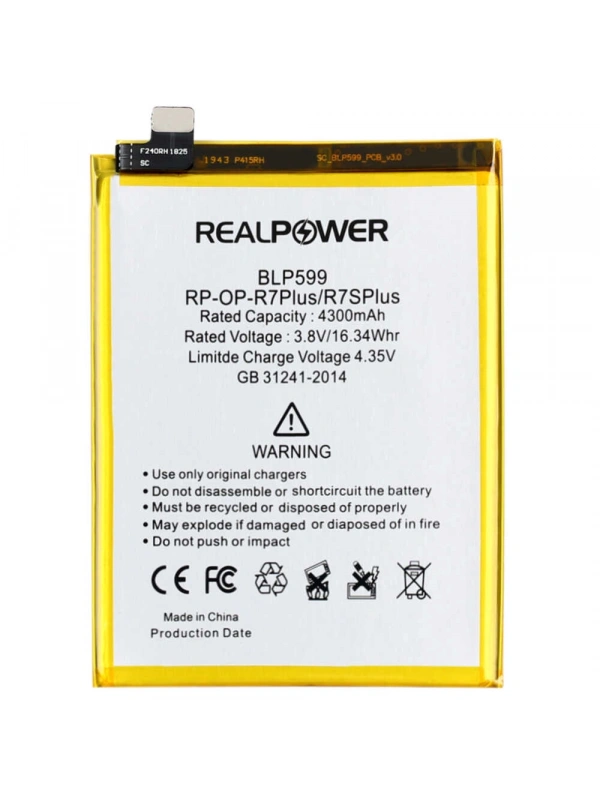 RealPower Oppo Uyumlu R7s Plus Batarya 4300mAh Li-Polymer Uzun Ömürlü Pil