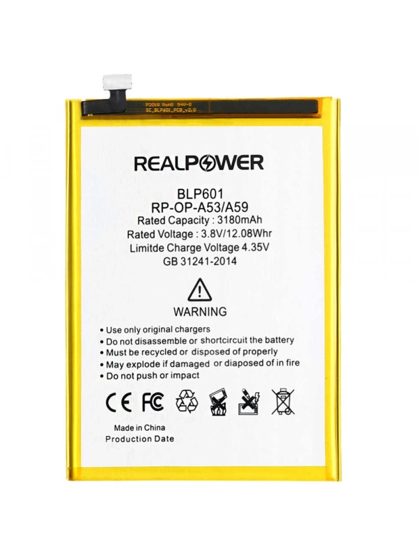 RealPower Oppo Uyumlu A59 Batarya 3180mAh Li-Polymer Uzun Ömürlü Pil