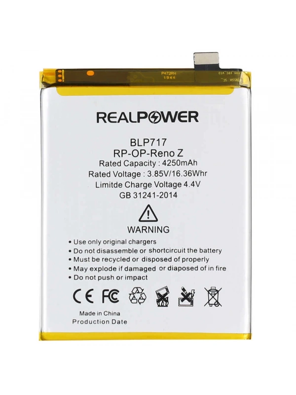 RealPower Oppo Uyumlu Reno Z Batarya 4250mAh Li-Polymer Uzun Ömürlü Pil