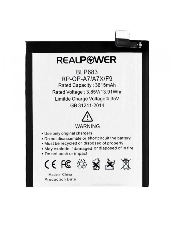 RealPower Oppo Uyumlu F9 Batarya 3615mAh Li-Polymer Uzun Ömürlü Pil