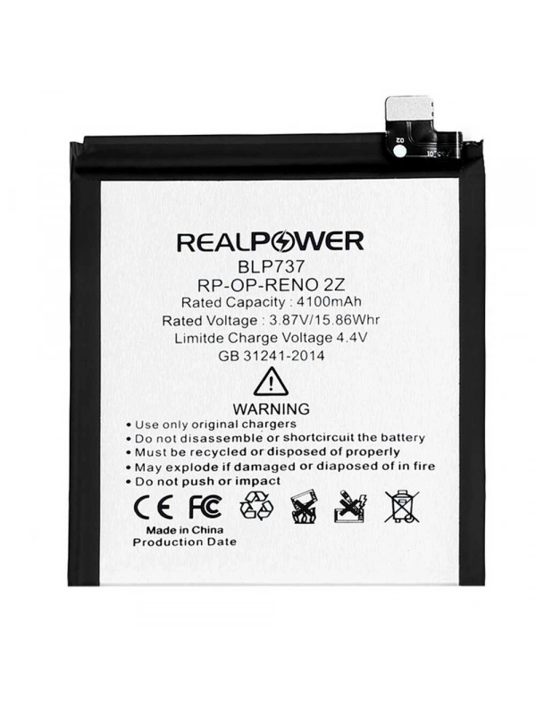 RealPower Oppo Uyumlu Reno 2Z Batarya 4100mAh Li-Polymer Uzun Ömürlü Pil